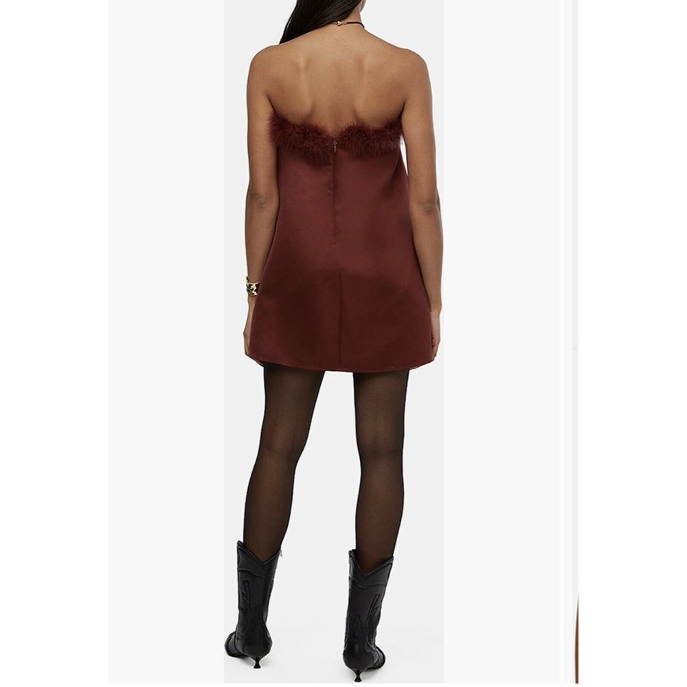 we wore what faux‎ fur strapless satin dress Size 6 - Picture 4 of 9